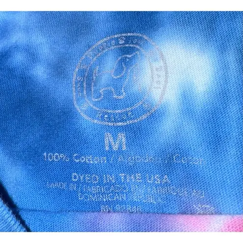 Puppie Love Tie Dyed T Shirt Women's Medium Pink Blue Summer Beach Vacation