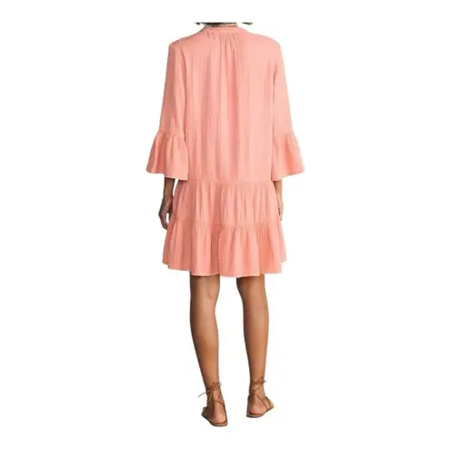 Faherty Dream Cotton Gauze Kasey Dress Organic Boho Beach Coral XXS Oversized Orange