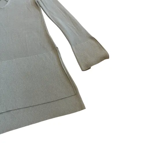 Free People  Light Teal Blue Long Tunic Sweater Criss Cross Stretch Large Women's