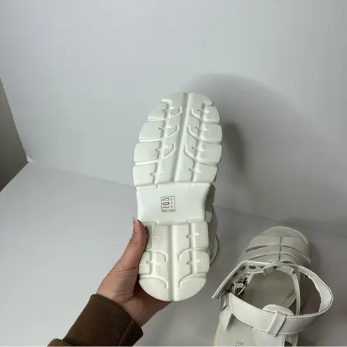 New Faux Leather Ankle Strap Gladiator buckle Chunky Platform fisherman sandals White Size 11