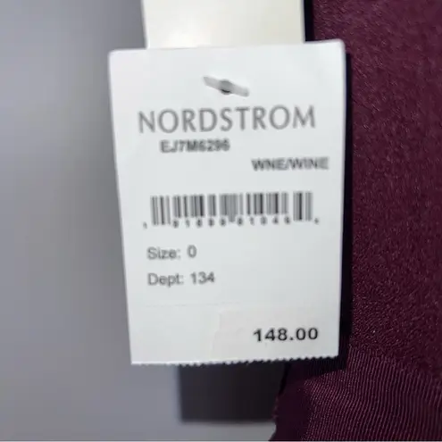 Eliza J Deep Burgundy Sheath Midi V-Neck Dress w/Reversible Fabric Belt-Size 0