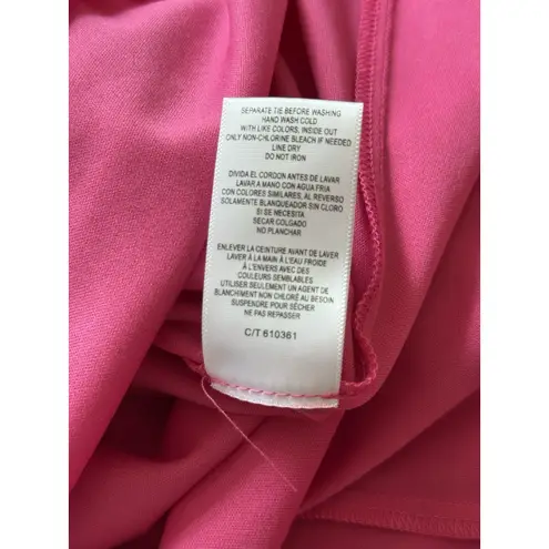 Maison Tara Faux Wrap Dress Size 6 Pink Clip Dot Ruffle Surplice Tiered Flutter