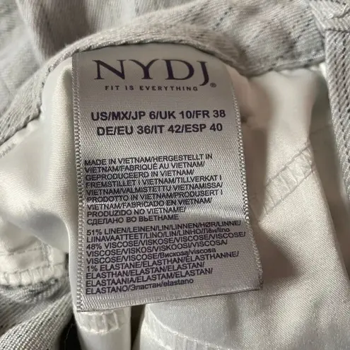 NYDJ Light Grayish Striped Belted Wide Leg Pant GUC Size 6