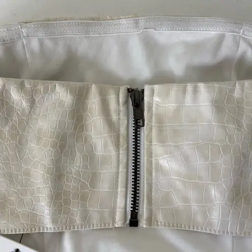 NEW Cherie women’s tan cream snake print textured crop shine party top small