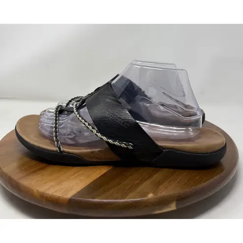 Merrell  Amber Black Leather‎ Braided Strap Sandals Women's US 10 Thong