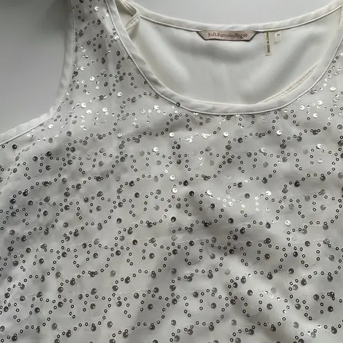 Soft Surroundings  White Double Layered Sequin Tank Top Medium