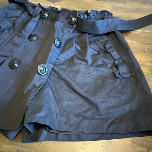 Deep or Shallow Black Skirt Skort Shorts Bow Tie Faux Button Whimsygoth Punk Size M