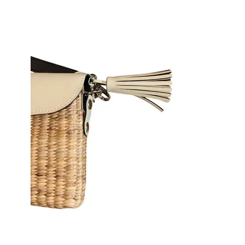 Sea And Grass Crossbody Basket Weave Purse with Tassel Charm Tan Tan