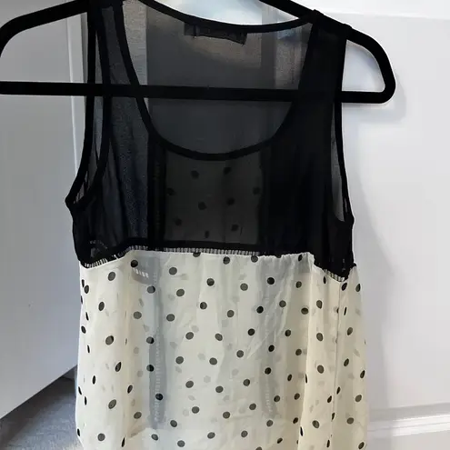 Chloe K Black & polka dot tank blouse