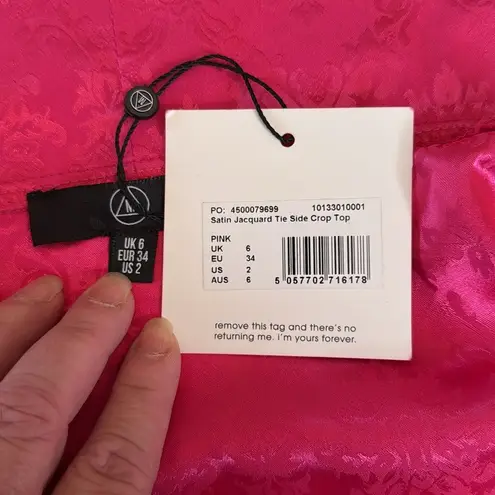 Missguided Satin Jacquard Tie Side Crop Top, Size 2, NWT