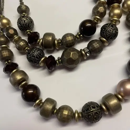 Cookie Lee Signed Bead Beaded Necklace Multi Strand Adjustable Length