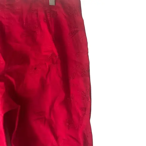 David Paul Vintage Women's Size 16 Red Floral Whimsygoth Embroidered Crop Pants