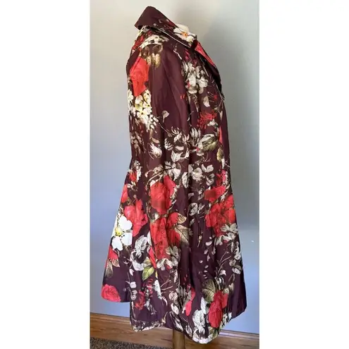 Dennis Basso VTG Raincoat Women’s XS Floral Art To Wear Peplum City Chic Cottage