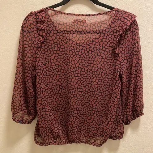 Urban Outfitters  Pins & Needles Heart Sheer Peasant Button Down Blouse