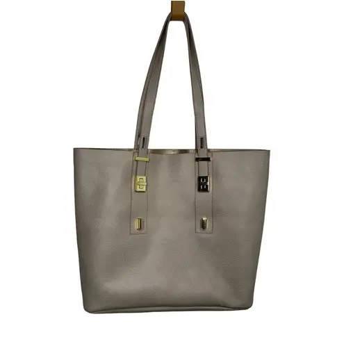India Hicks Gray Pebble Leather Adjustable Length Strap Solitaire Tote Bag