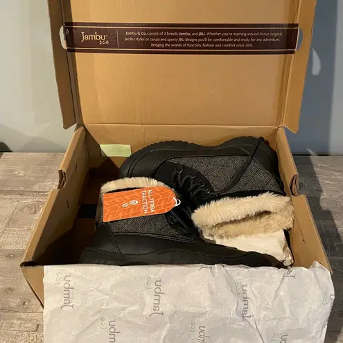 Jambu JBU by Womens Jane Black Boots Size 6 Slip On Lace Up Faux Fur