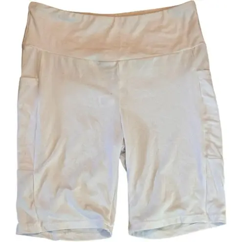Eye Candy Women's Athletic Sporty Work Out White Bike Shorts Sz M