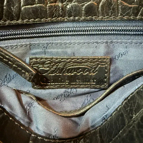 Ashwood London Bag Black Croc Embossed Leather Backpack Purse