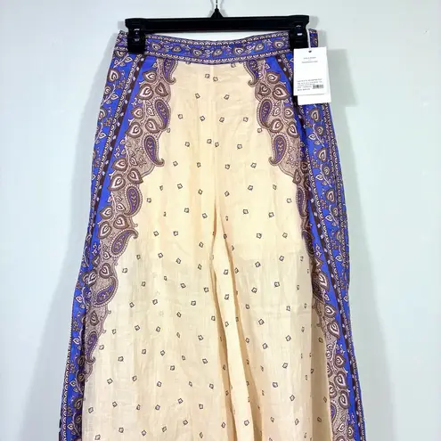 Zimmermann Maxine Wide Leg Cropped Pants Ramie Purple Paisley 4 US NWT