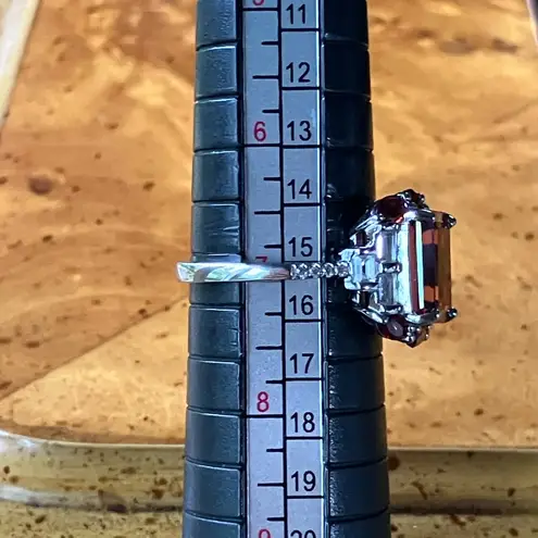 Red Labradorite Vermelho Red Garnet Sterling Silver Ring Size 7