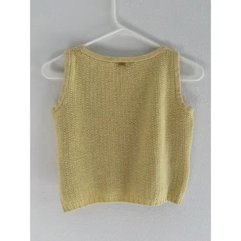 St. John Sport Marie Gray Women XS Yellow Sleeveless Cropped Crochet Sweater