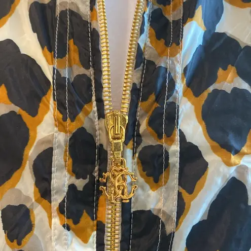 Roberto Cavalli Tricolor Silk Animal Print Ruched Sleeve Blouse SZ 42,Nylon