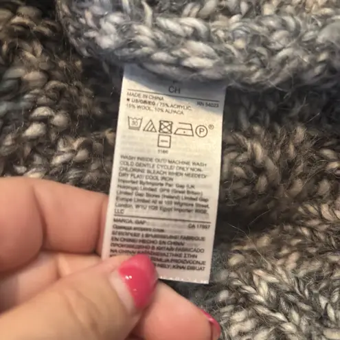 Gap  Womens Chunk Knit‎ Sweater Size S Gray Pullover Long Sleeve Angora Fisherman