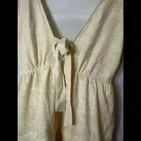 Rue Stiic Anthropologie Linen Ruffle Mini Dress Size L Boho Cream Size L