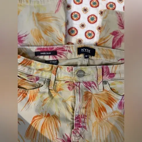 NYDJ Women's Sheri Slim Ankle Jeans Beach Garden Clementine Size 8P