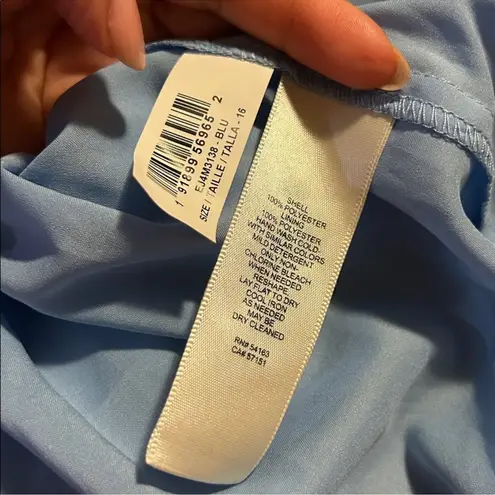 Eliza J  blue Floral Double Flutter Sleeve High-Low dress