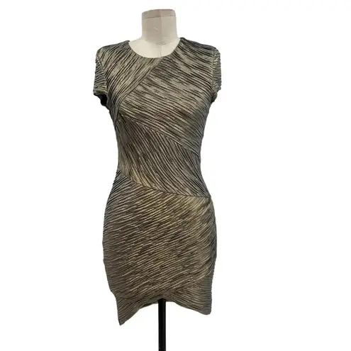 Torn By Ronny Kobo Kaitlyn Metallic Gold Charcoal Mini Dress Size Small