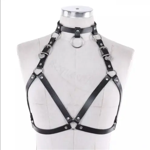 Harness O Ring Punk Black Chocker Festival Bra New