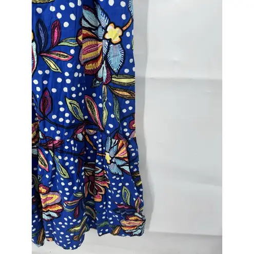 Tabitha Brown for Target Womens Mixed Floral Polka Dot Blue Midi Dress 4 Preppy