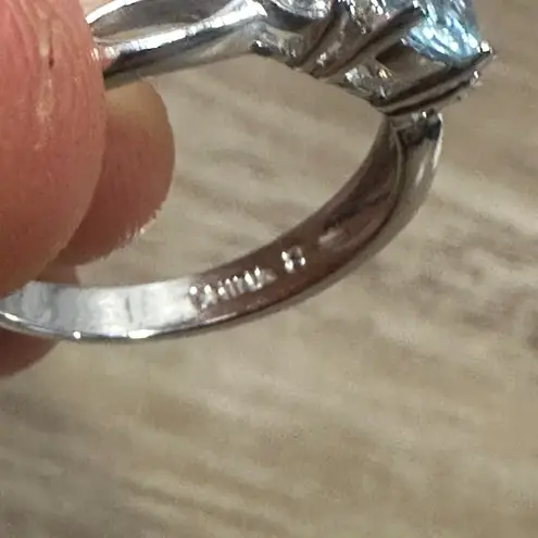 EUC Ring Set Yellow & Blue Stone 925 Sterling Silver Size 7 & 8