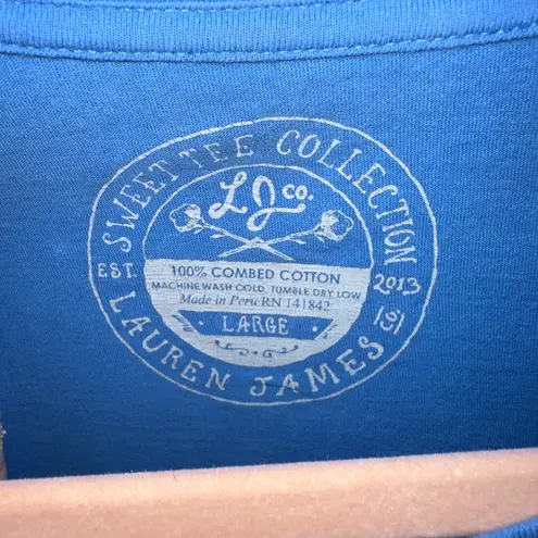 Lauren James Copied -  Blue Graphic One Pocket Tee Shirt