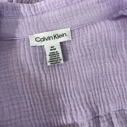 Calvin Klein  Solid Button-Down Gauze Top