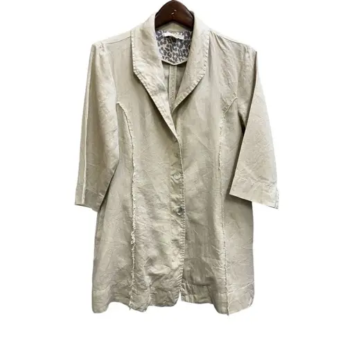Saint Tropez West ✨ Tan 100% Linen Ladies Sz Medium Jacket✨