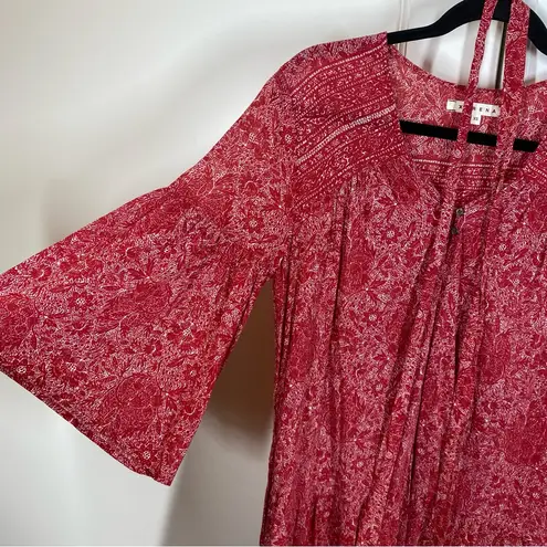 Xirena Morgan Floral Bandana Print Midi Dress Red Flag size xs 100% cotton Red