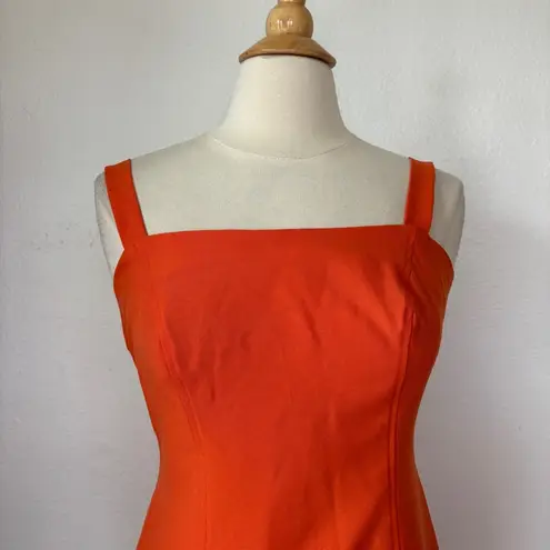 Wrapper Vintage 90s Solid Orange Sleeveless Sheath Dress