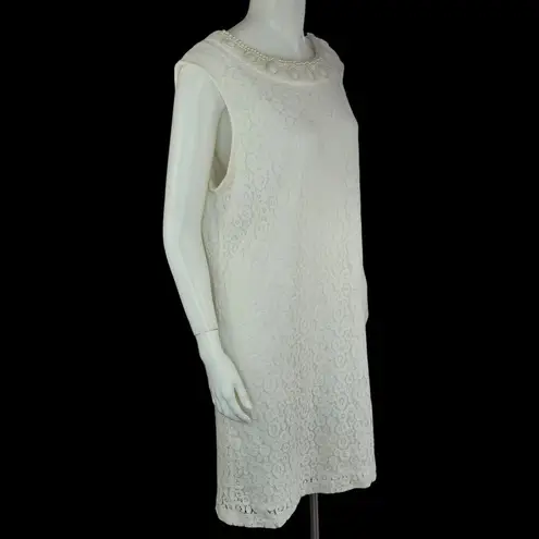 Studio One Womens 18 Ivory Lace Overlay Midi Dress Pearl Neckline Sleeveless