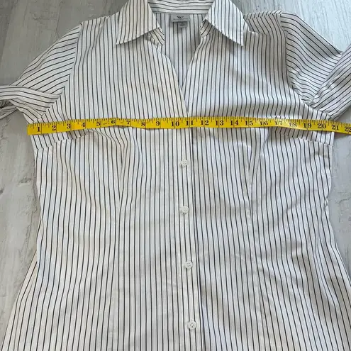 Worthington  Long Sleeve Collared Button Up Striped V Neck Shirt  Size 14