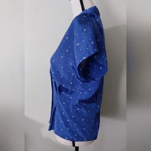 Jonathan Martin Vintage Blue Geometric Paisley Button Up Blouse