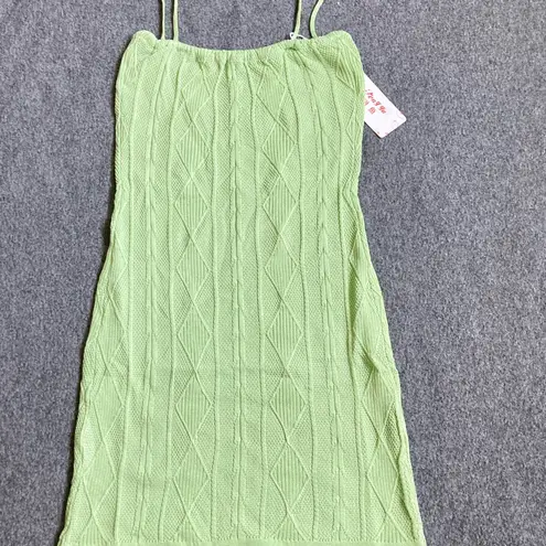 Women Bodycon Sundress Knitted Spaghetti Strap Tight Waist Knit Stretch xs new Green