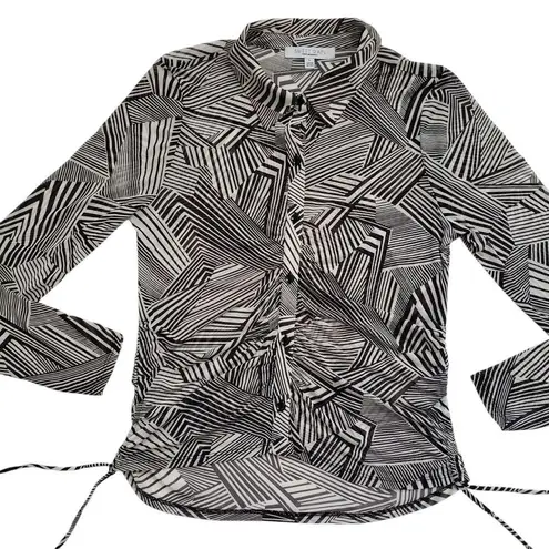 Sweet Rain Young Contemporary Top Womens Large Elastic Blouse Sheer Long Sleeve