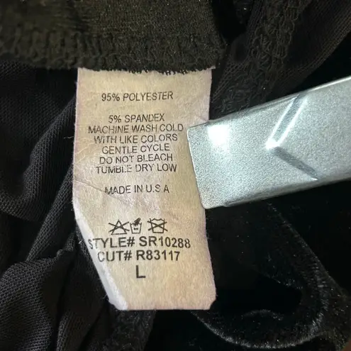 A3 Design Bodysuit Juniors Womens L Black Velvet Long Sleeve Angel Sequin Wings Size undefined