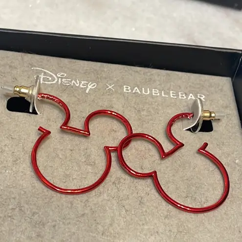 Disney  x Baublebar Earring Red Metal Mickey Mouse Outline Jewelry Stud New