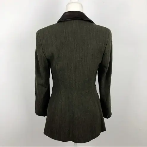 Vintage Jenne Maag Equestrian Wool Blend Blazer with Leather Trim Small