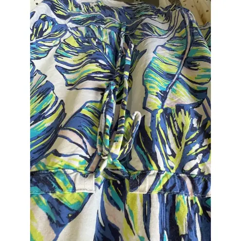 Tori Richard Honolulu Hawaiian Tropical Banana Monstera Drawstring Dress XS