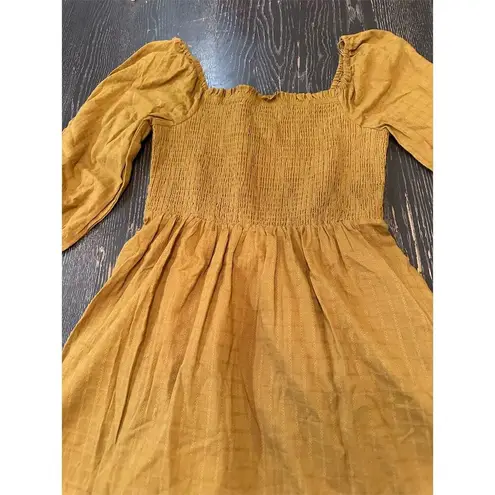 Lost + Wander Women's Yellow Smocked Bodice Mini Dress Size M