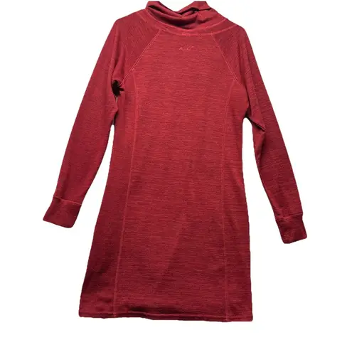Kuhl Dress Womens Medium Long Sleeve Red Cowl Neck Sweater Thumbholes Lea